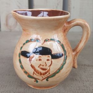 Vintage 1950s Pennsbury Pottery Amish Folk Art Heart Pitcher Creamer W/ Handle